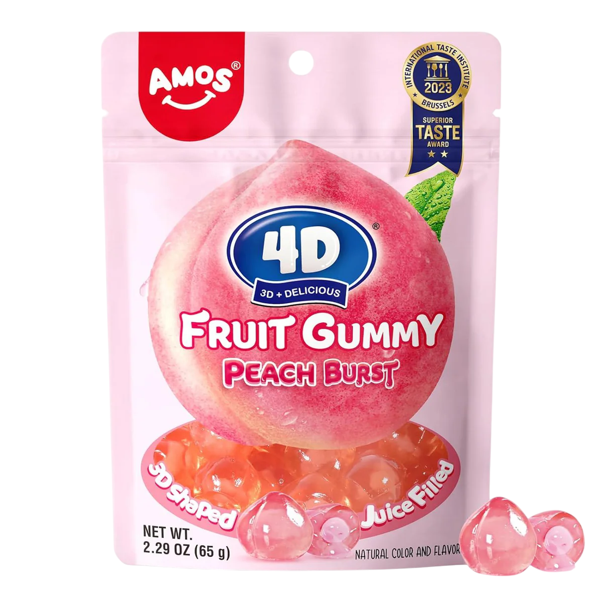 Amos 4D Fruit Gummy Peach Brust 65g-SNACK SHOP AUSTRIA-SNACK SHOP AUSTRIA