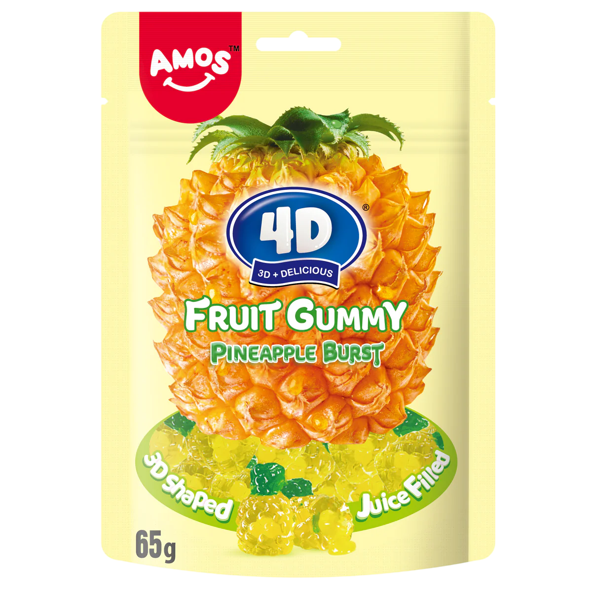 Amos 4D Fruit Gummy Pineapple Brust 65g-SNACK SHOP AUSTRIA-SNACK SHOP AUSTRIA