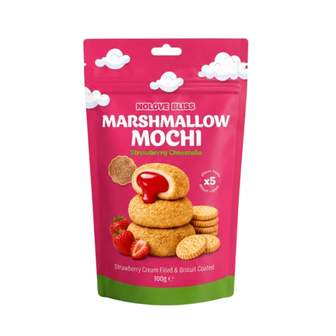 Nolove Bliss Strawberry Cheesecake Marshmallow Mochi 100g-SnackShop B2C-SNACK SHOP AUSTRIA